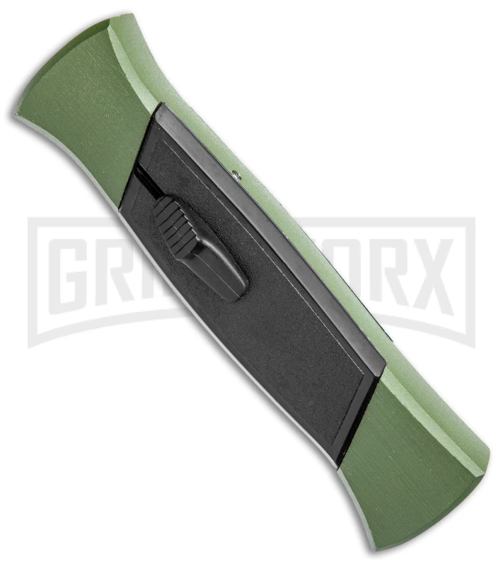 AKC 777 Blackfinger Green/Black OTF Automatic Knife - Black Plain - Image 2