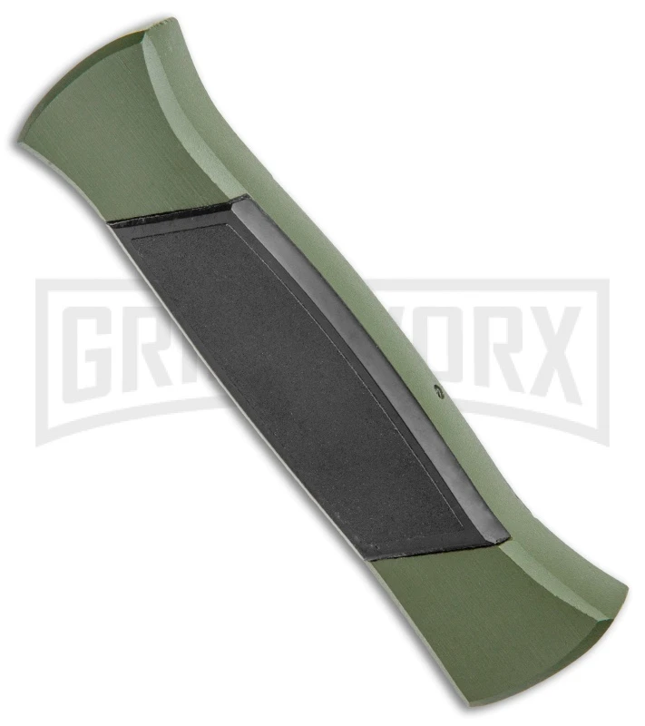 AKC 777 Green Blackfinger Brushed Aluminum OTF Automatic Knife - Black Dagger - Image 3
