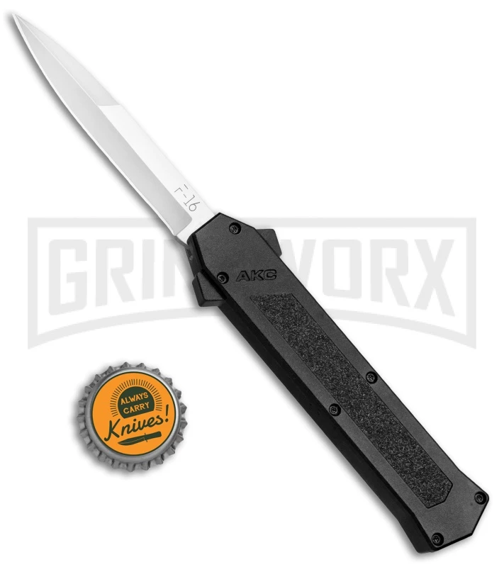 AKC F-16 Black D/A OTF Automatic Knife - Bayo Satin Plain - Image 4