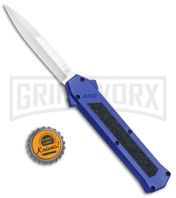 AKC F-16 Blue D/A OTF Automatic Knife - Bayo Satin Plain - Image 4