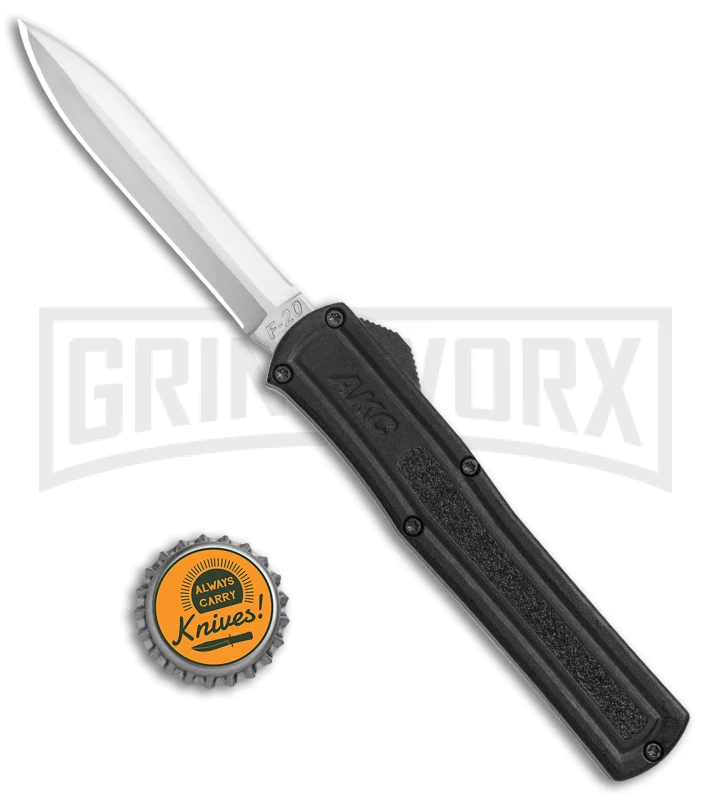 AKC F-20 Black D/A OTF Automatic Knife - Satin Dagger Plain - Image 4