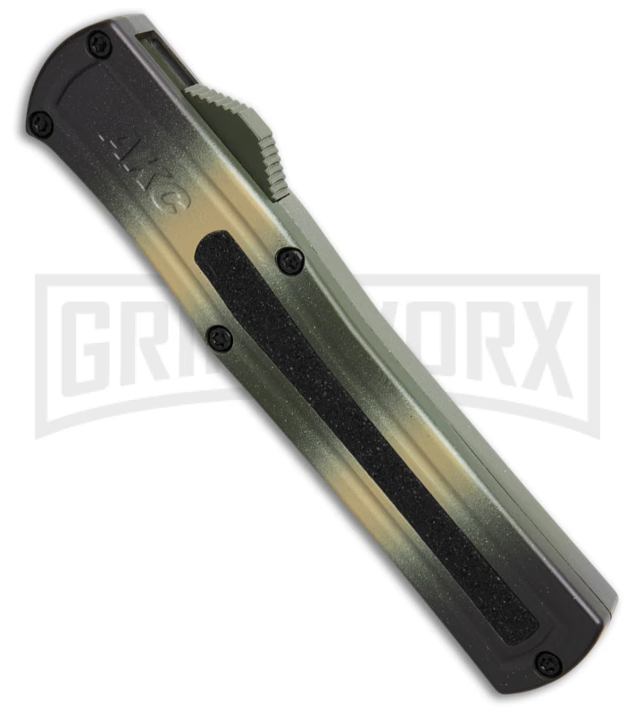 AKC F-20 Green Camo D/A OTF Automatic Knife - Spear Point Satin Plain - Image 2