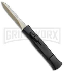 AKC 077 Concord Black OTF Automatic Knife - Dagger Gold Plain
