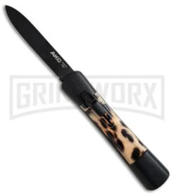 AKC Concord Cheetah OTF Automatic Knife- Flat Grind Black Plain