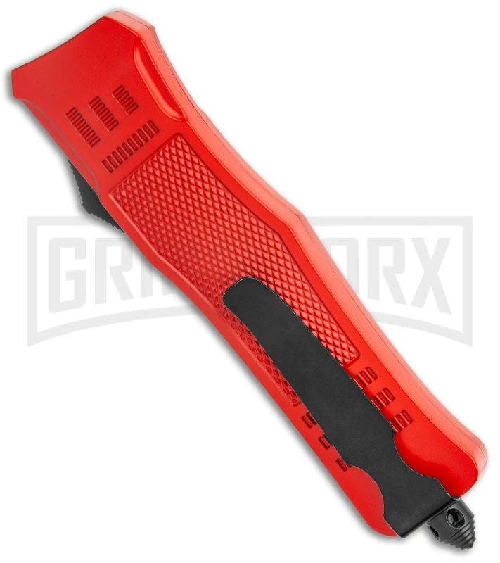 Atomic Defender Large OTF Automatic Knife Fire Dept. Red - Two-tone - Image 3