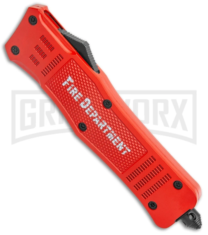 Atomic Defender Large OTF Automatic Knife Fire Dept. Red - Two-tone - Image 2