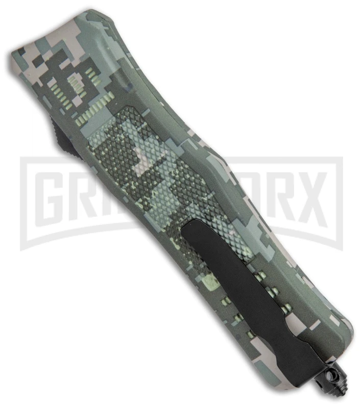 Atomic Defender Medium OTF Automatic Knife Green Camo - Dagger Two-Tone Serr - Image 3