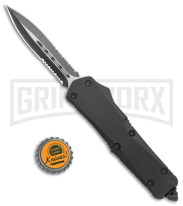 Atomic Lance Black OTF Automatic Knife - Two Tone Double Serr - Image 5