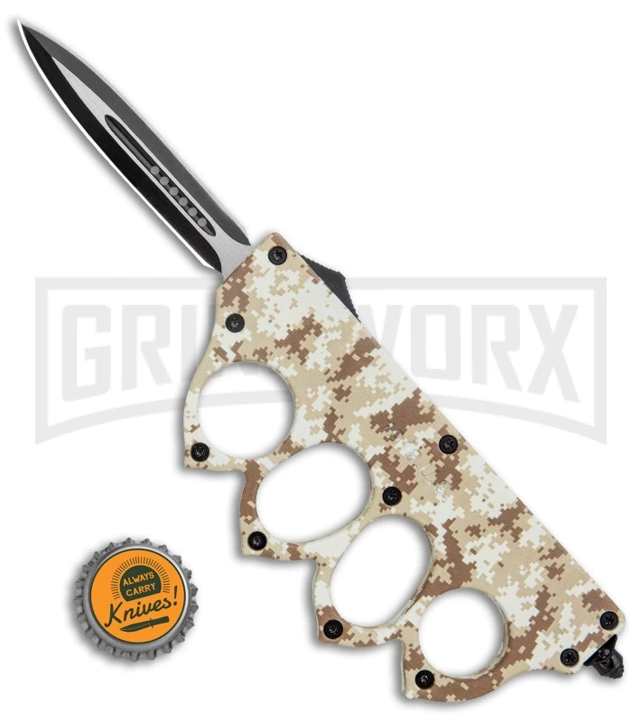 Atomic Tan Digital Camo OTF Automatic Knuckle Knife - Dagger Two-Tone - Image 5