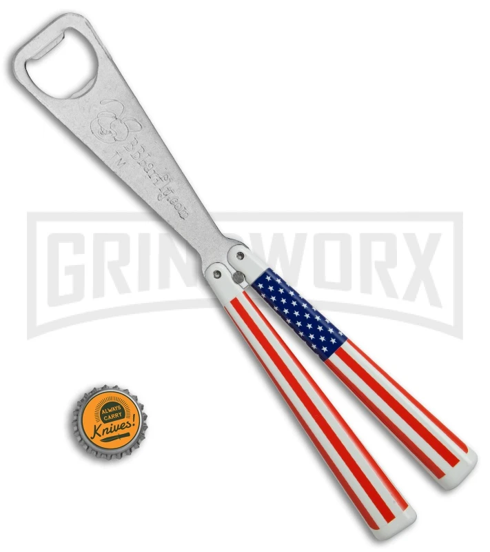 BB Barfly USA Flag Bottle Opener Butterfly Trainer - Satin 4TH18 - Image 3