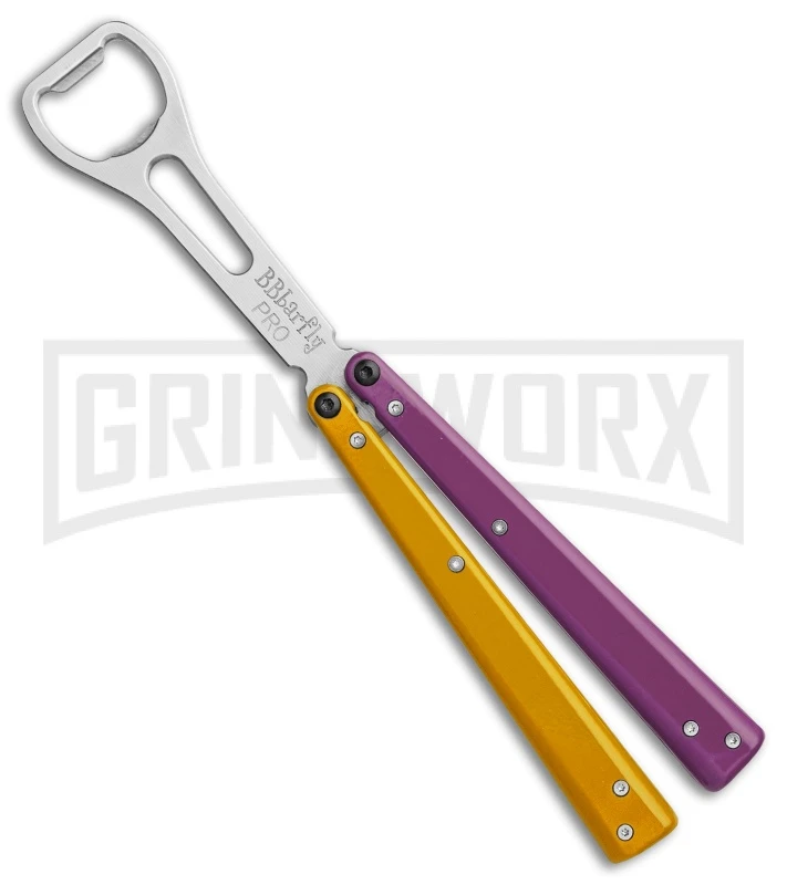 BB Barfly Pro Purple/Yellow Bottle Opener Butterlfy Trainer