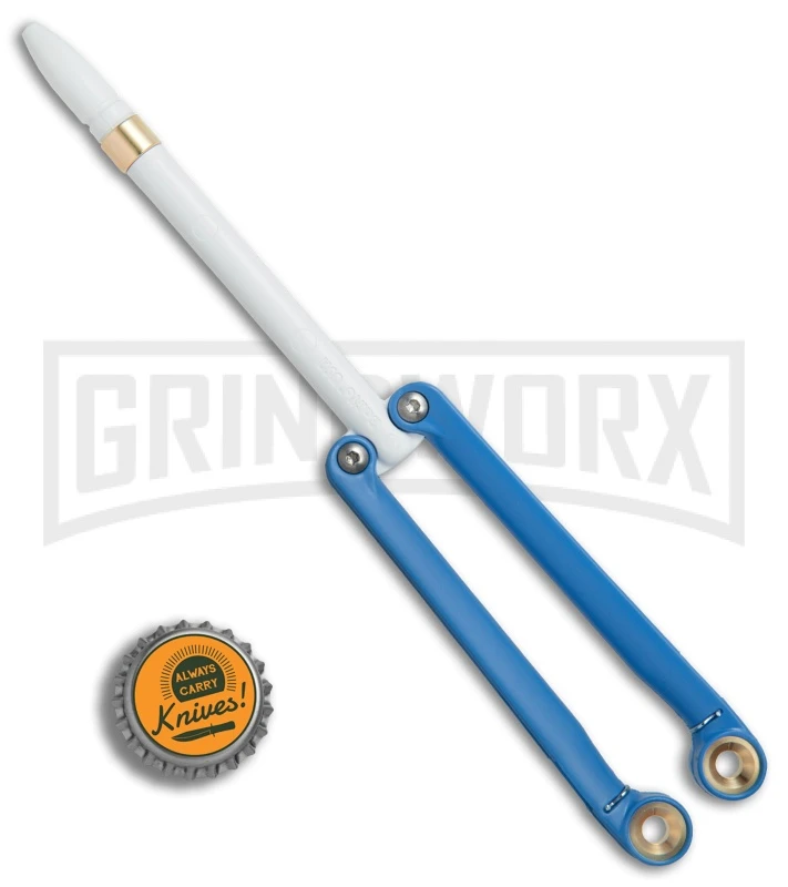 BaliYo By Spyderco Butterfly Pen Flipper Blue/White - Image 4