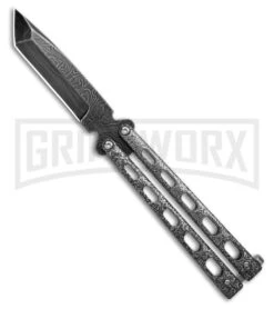 Bear And Son Knives 114 Large Balisong Butterfly Knife - Damascus Tanto