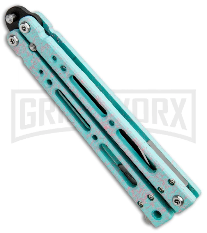 Bear Ops Bear Song IV Cyan Speckle Blue Butterfly Knife - Black - Image 3