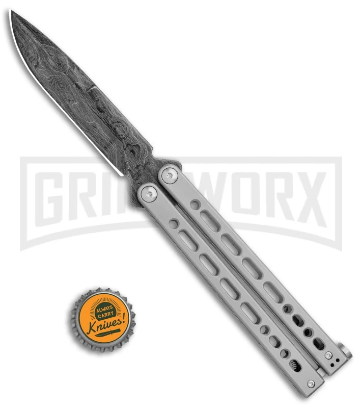 Bear Ops Bear Song VIII Gray Butterfly Knife - Bayonet Damascus Plain - Image 4