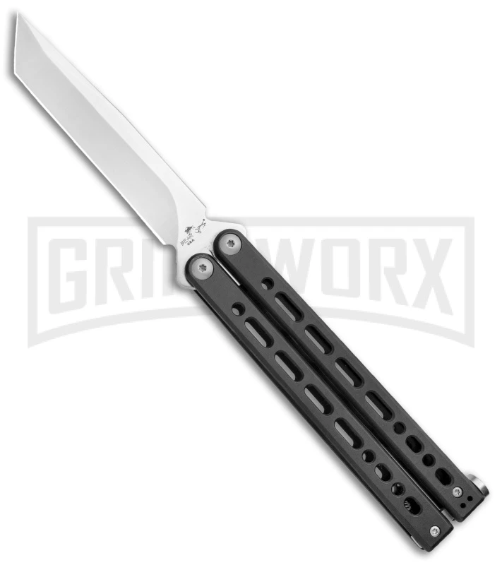 Bear Ops Bear Song VIII Black Butterfly Knife - Tanto Satin Plain