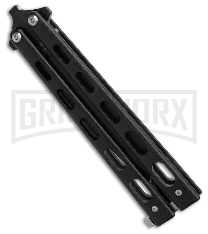 Bear & Son 115B Tanto Black Butterfly Knife - Black Plain - Image 3