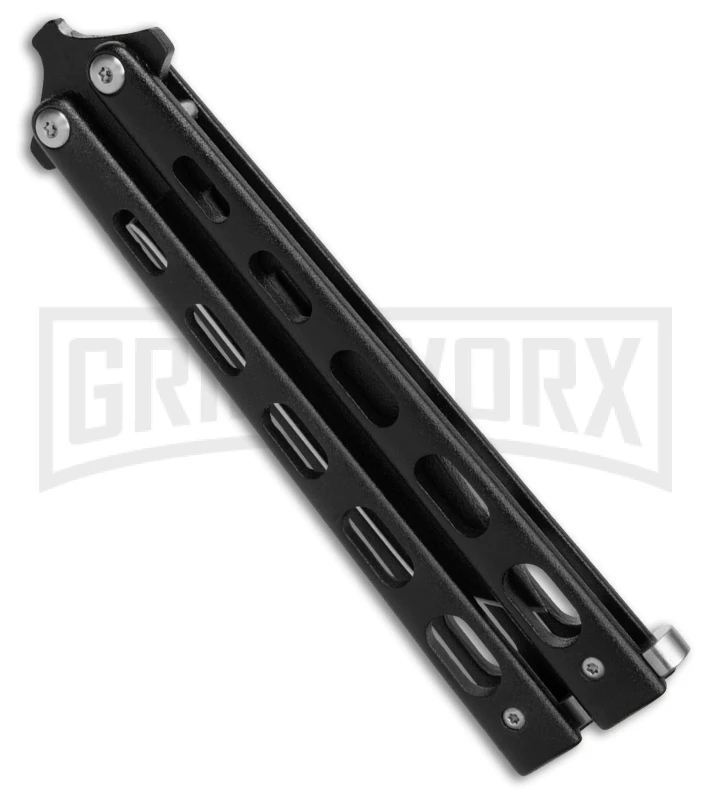 Bear & Son 115B Tanto Black Butterfly Knife - Black Plain - Image 2