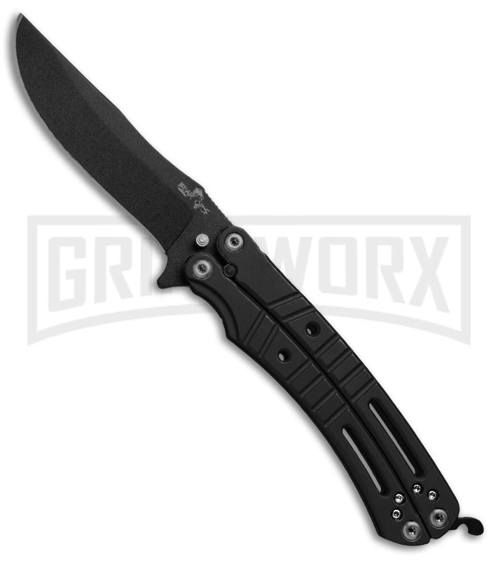 Bear OPS Bear-Song VI Black Butterfly Knife - Black Plain