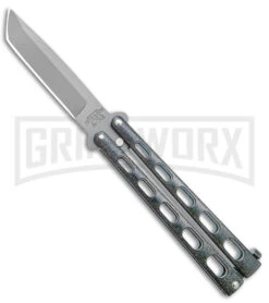 Bear & Son 114 Galaxy Butterfly Knife - Stonewash Tanto Plain