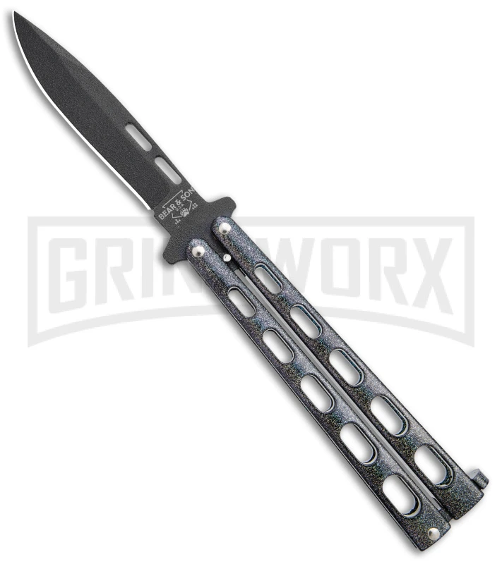 Bear & Son 115GX Galaxy Butterfly Knife - Black Plain