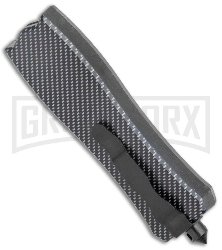 Belly Button Sim Carbon Fiber OTF Automatic Knife - Black Plain - Image 3