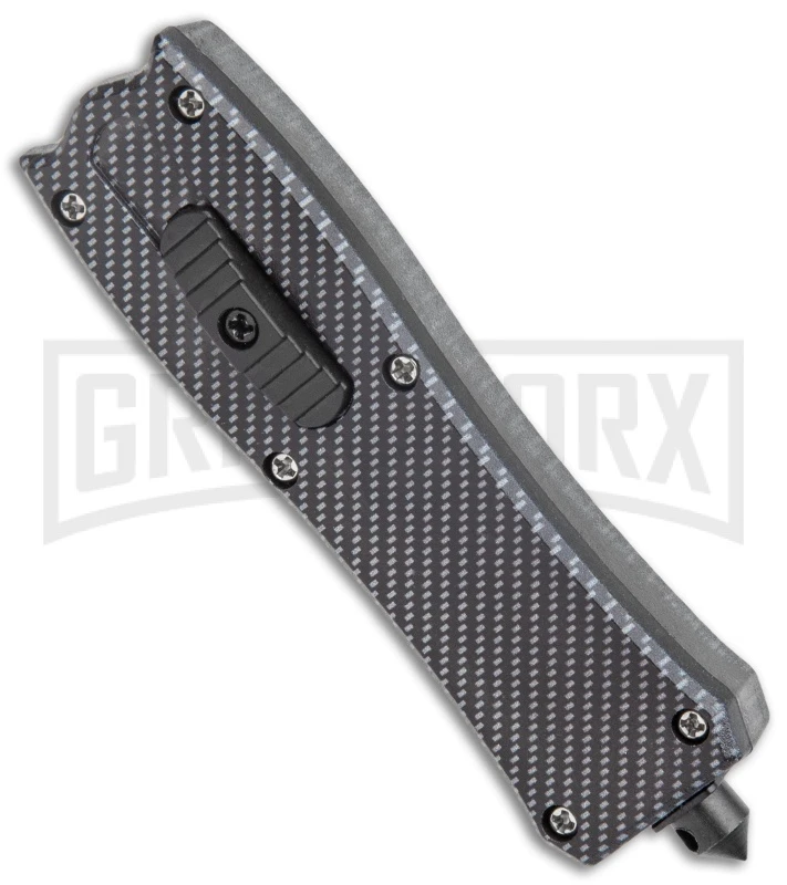 Belly Button Sim Carbon Fiber OTF Automatic Knife - Black Plain - Image 2