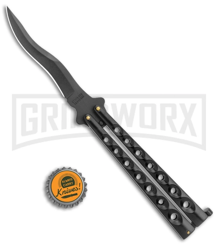 Scoundrel Black Balisong Butterfly Knife Kriss - Black Plain - Image 4