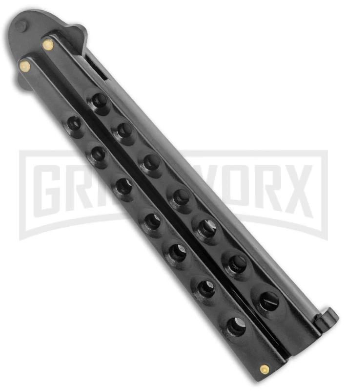 Scoundrel Black Balisong Butterfly Knife Kriss - Black Plain - Image 3