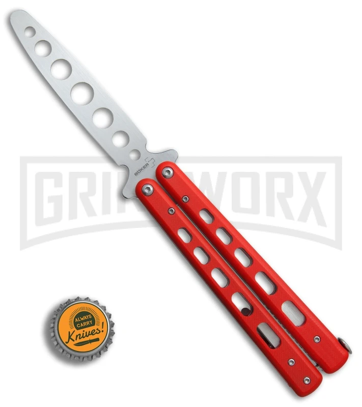Boker Plus 01BO712 Red G-10 Balisong Trainer Butterfly Trainer - Satin - Image 4