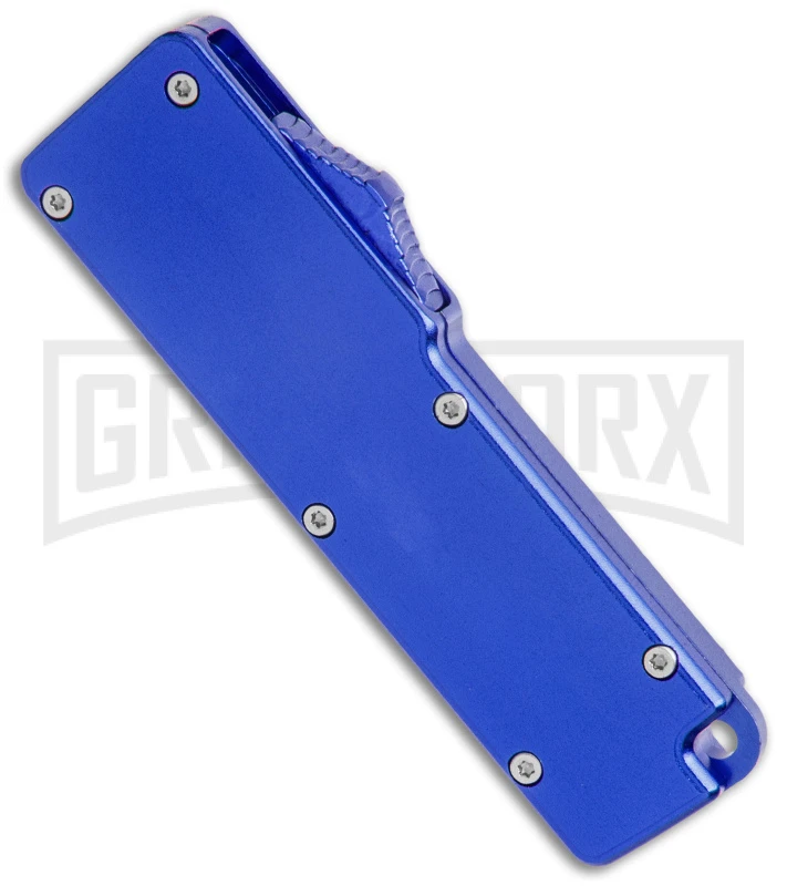 Chud Blue OTF Automatic Knife - Stonewash Tanto Plain - Image 2