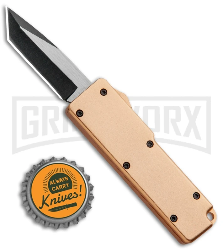 Chud Gold OTF Automatic Knife - Black Tanto Plain - Image 4