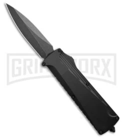 Daggerr Knives Koschei Black Aluminum Double Action OTF Knife - Black Plain