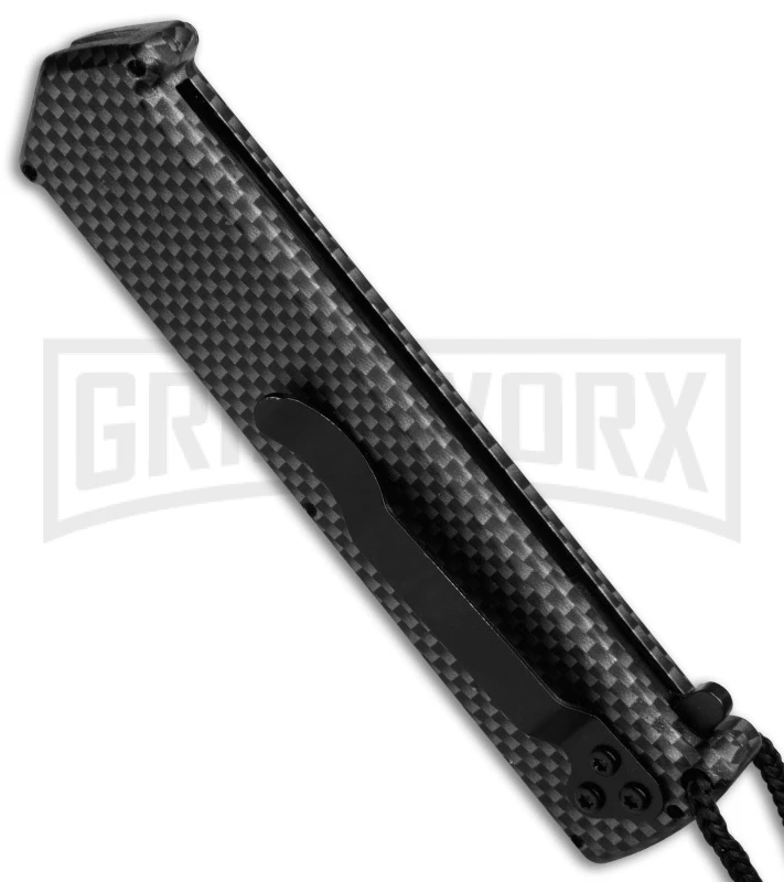 Elemental Reactor Sim. Carbon Fiber OTF Automatic Knife - Black Plain - Image 2