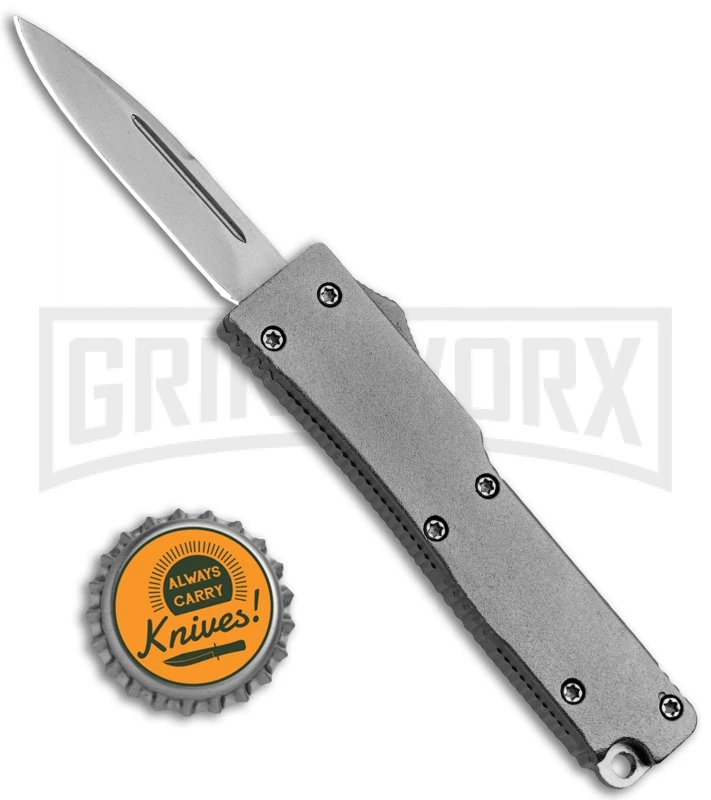 Firecracker Mini Gray HL D/A OTF Automatic Knife - Bead Blast Plain - Image 4