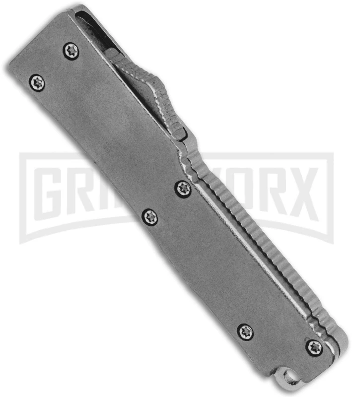 Firecracker Mini Gray HL D/A OTF Automatic Knife - Bead Blast Plain - Image 2