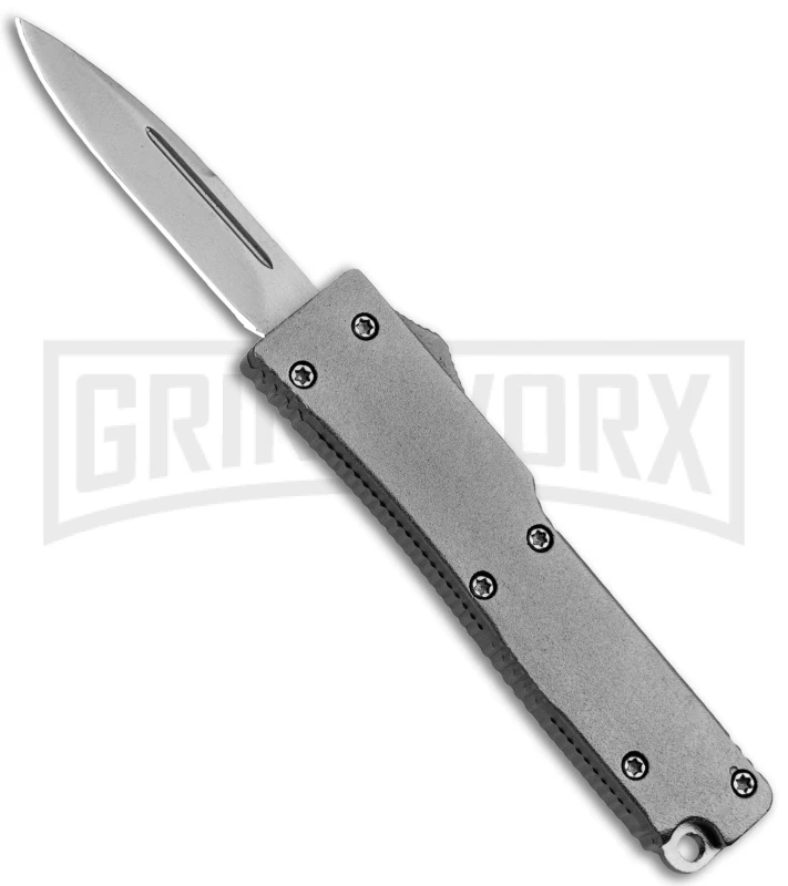 Firecracker Mini Gray HL D/A OTF Automatic Knife - Bead Blast Plain