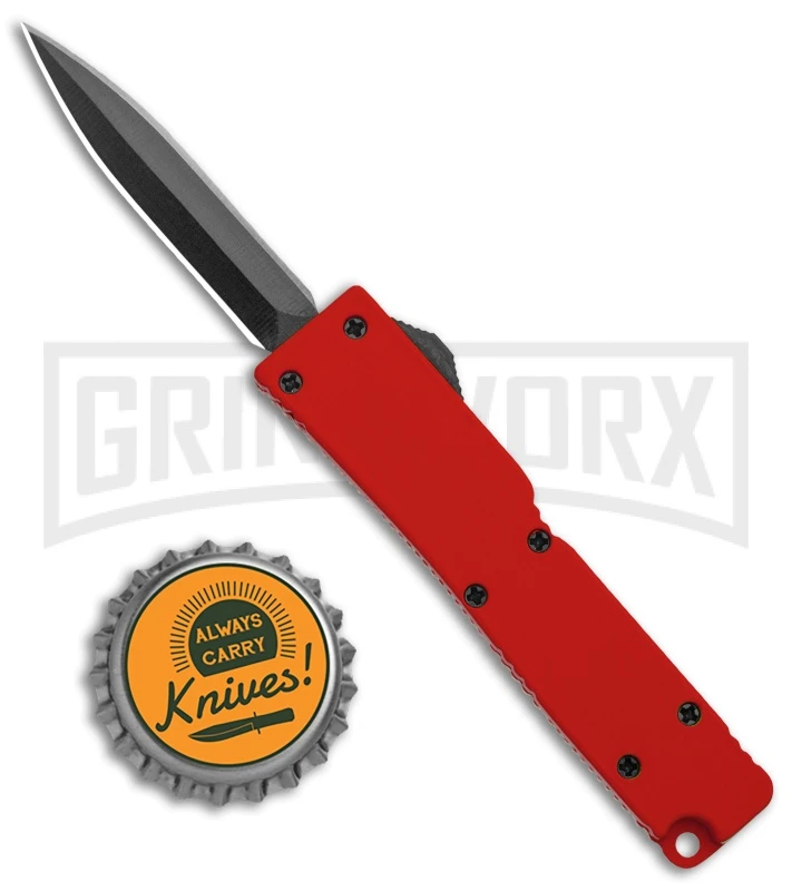 Firecracker Mini Red D/A OTF Automatic Knife - Black Dagger - Image 4