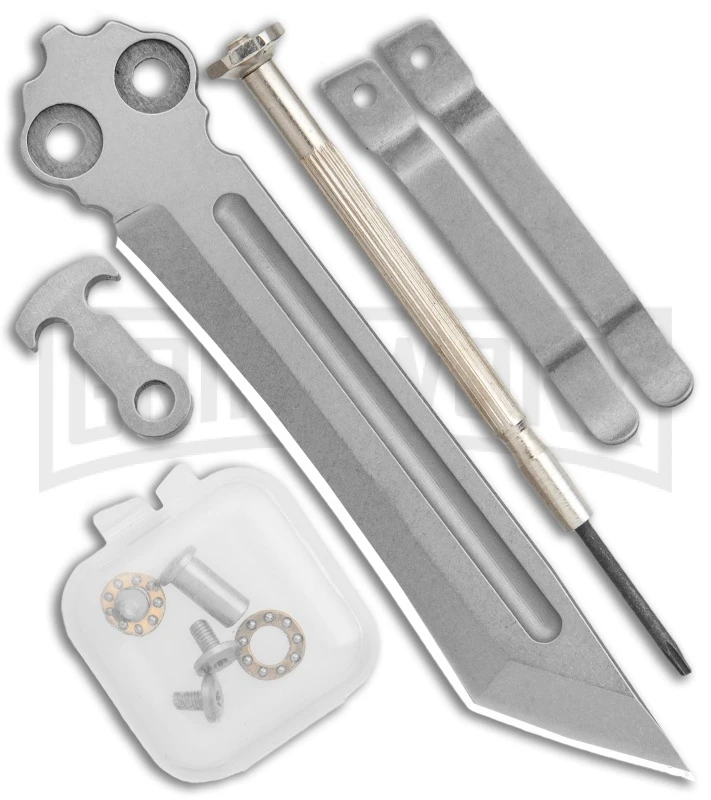 Instaknives Black Aluminum Balisong Tanto Trainer/Live Blade - Satin Dull/Plain - Image 4