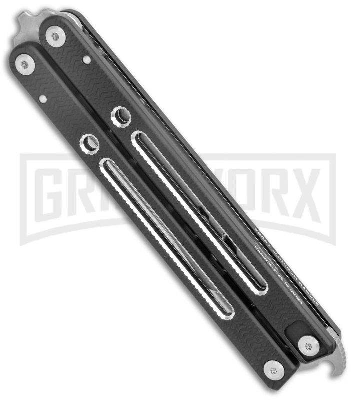 Instaknives Black Aluminum Balisong Tanto Trainer/Live Blade - Satin Dull/Plain - Image 3