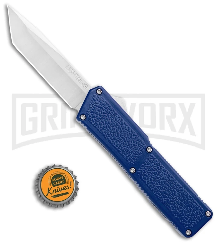 Lightning D/A Tanto OTF Automatic Knife Blue (3.25" Satin) - Image 4