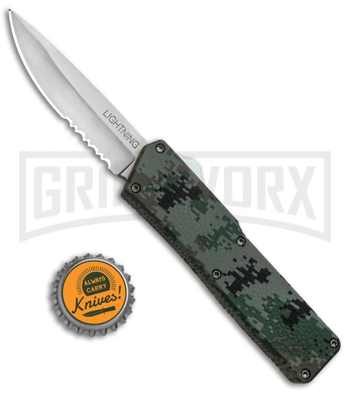 Lightning Digi Camo D/A OTF Automatic Knife - Satin Serr - Image 4