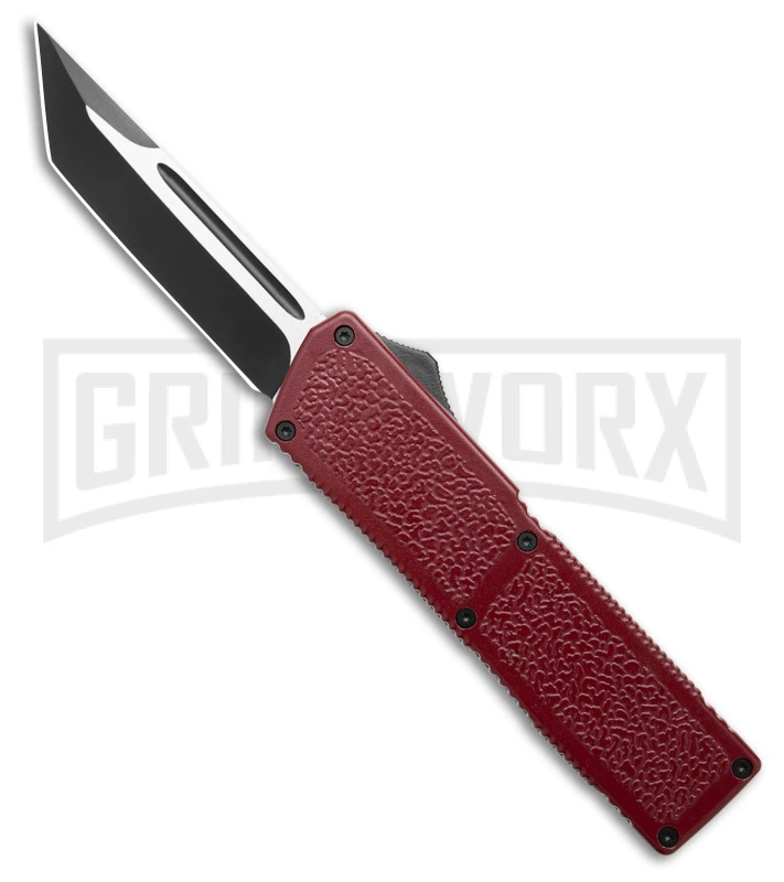 Lightning Elite Maroon D/A OTF Automatic Knife - Black Tanto