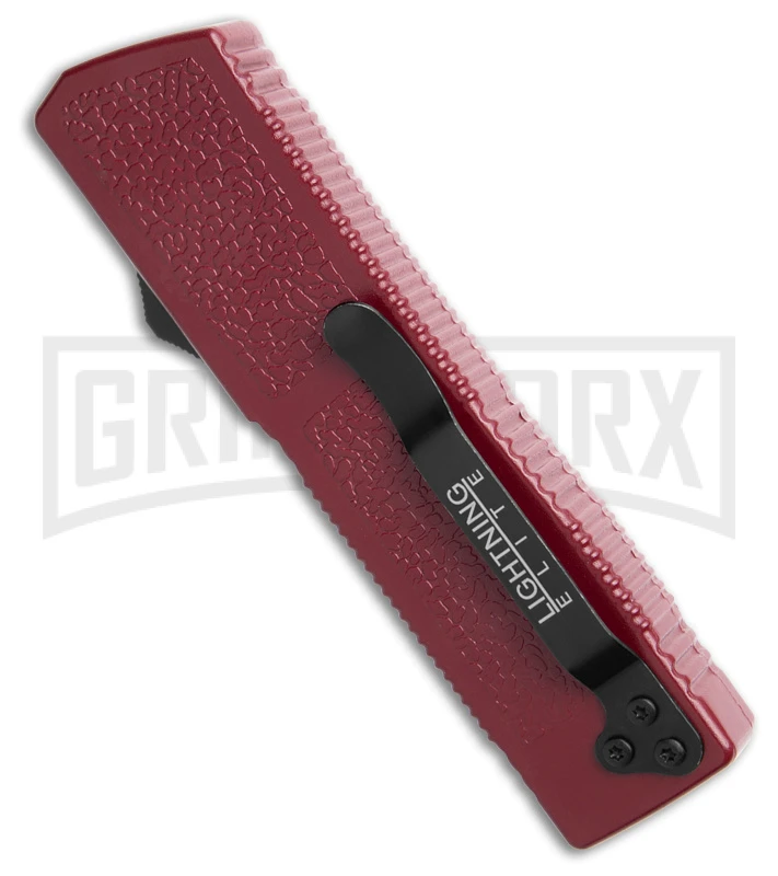 Lightning Elite Maroon D/A OTF Automatic Knife - Black Tanto - Image 2