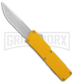 Lightning Yellow D/A OTF Automatic Knife - Satin Serr