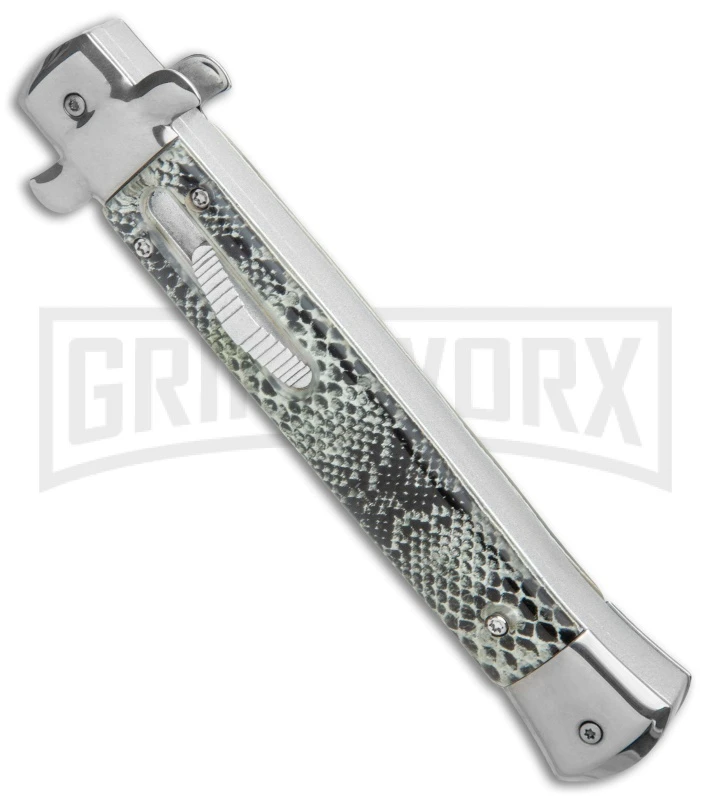 Mago 11" Cottonmouth Italian Stiletto OTF Automatic Knife - Satin Dagger - Image 2