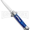 Mago 9" Blue Marble Italian Stiletto OTF Automatic Knife - Satin Plain Dagger