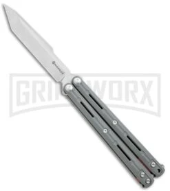 Maxace Knives Balisong Serpent Striker II Gray G-10 - Satin Tanto Plain