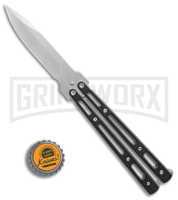 Morphite Black Pocket Balisong Butterfly Knife - Bead Blast Plain - Image 5
