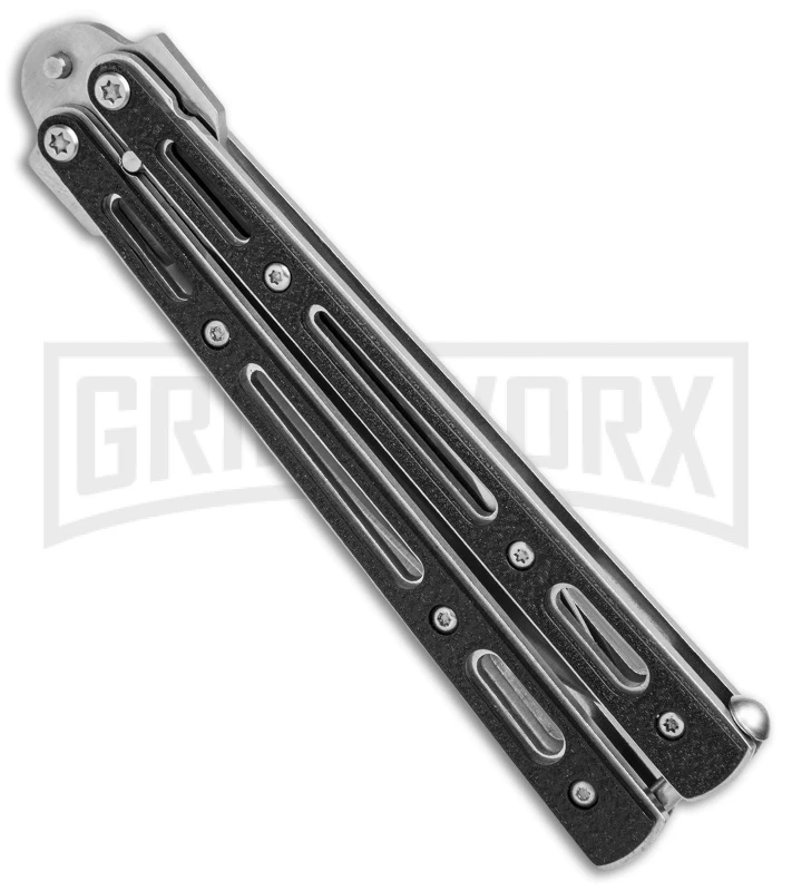 Morphite Black Pocket Balisong Butterfly Knife - Bead Blast Plain - Image 2
